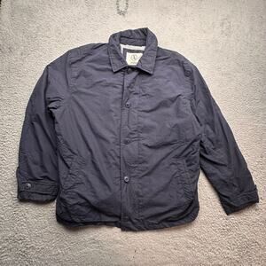 Aigle Button Shacket Jacket Mens XL Navy Blue Pockets Lined Collared